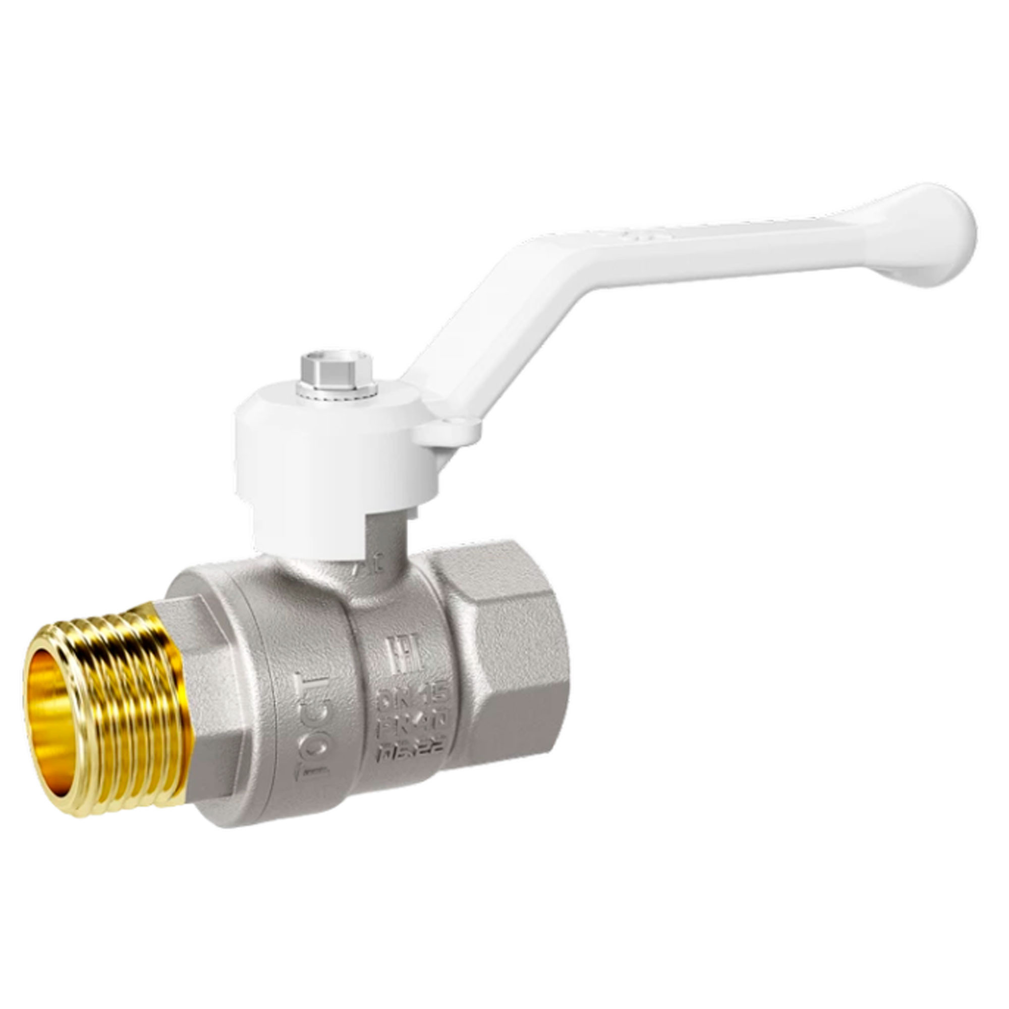 Кран шаровой латунный LD Pride 47.15.В-Н.Р Ду 15 Ру 40 рычаг (white) с биркой