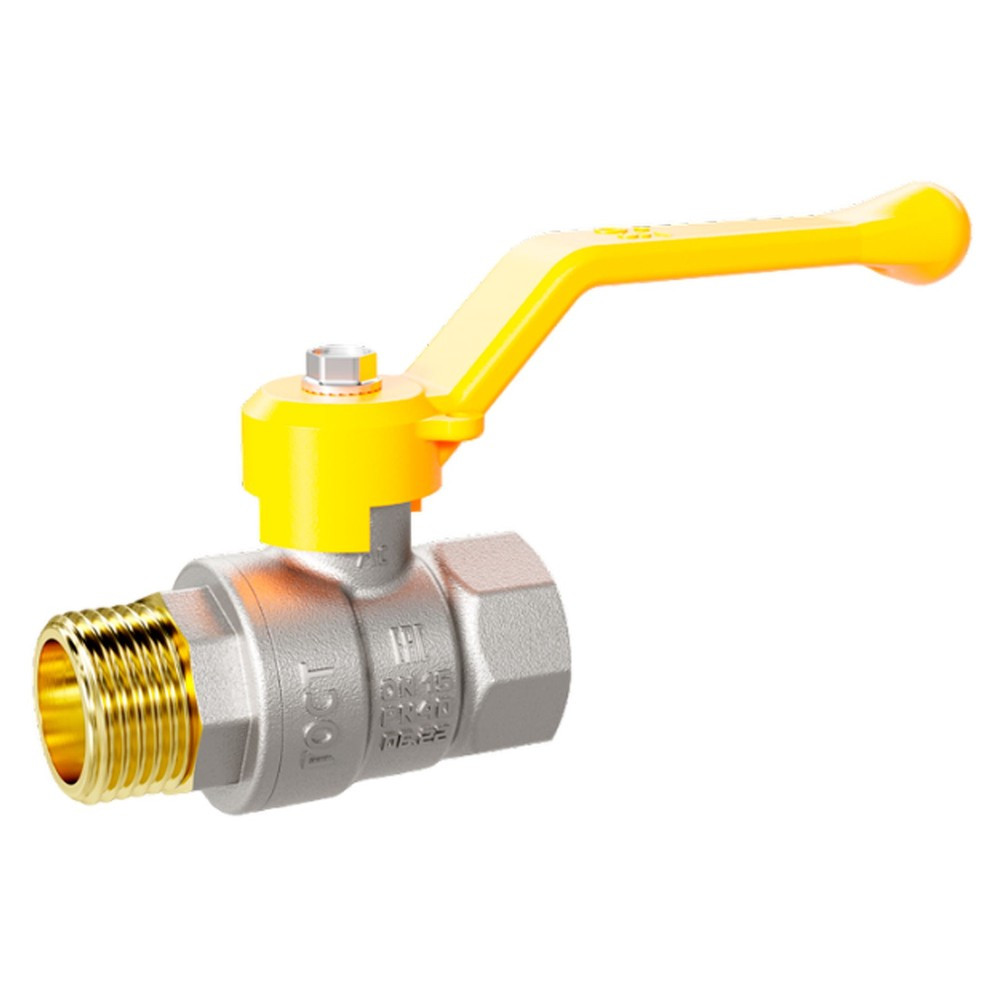 Кран шаровой латунный для газа LD Pride 47.32.В-Н.Р GAS Ду 32 Ру 25 (рычаг с бир.)