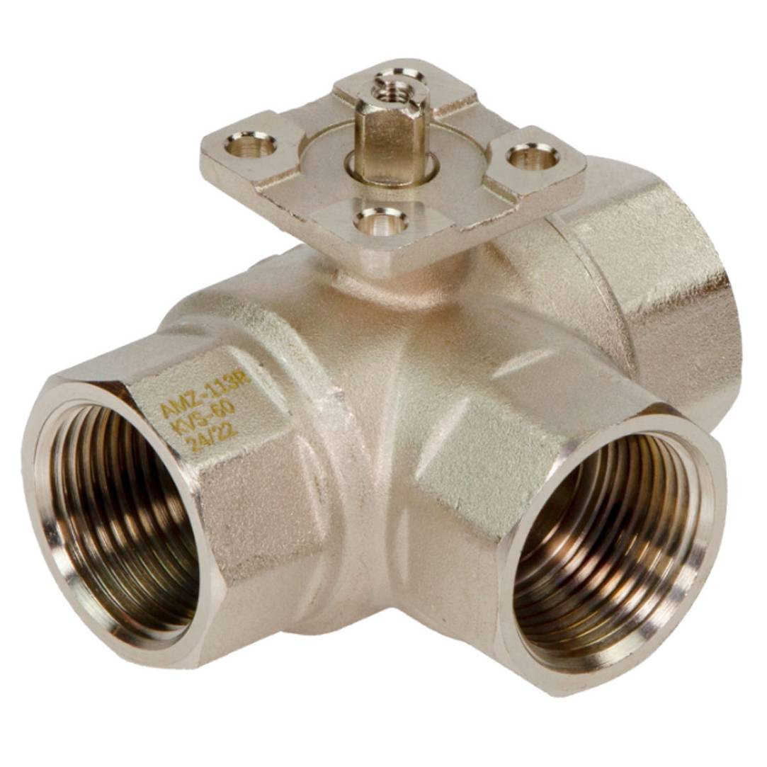 Кран шаровой РИДАН AMZ-113R PN40 DN20 KVS45 Tmax110C Rp3/4 CW617N 3х-ходовой