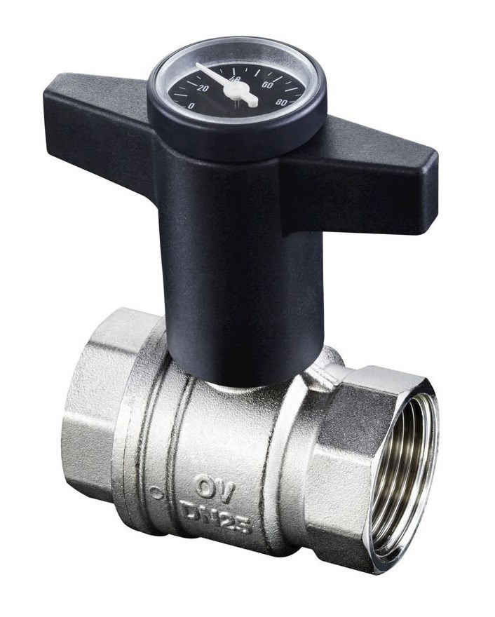 Кран шаровой Oventrop Optibal DN 10 PN 16, ВР-ВР, черная пластиковая рукоятка