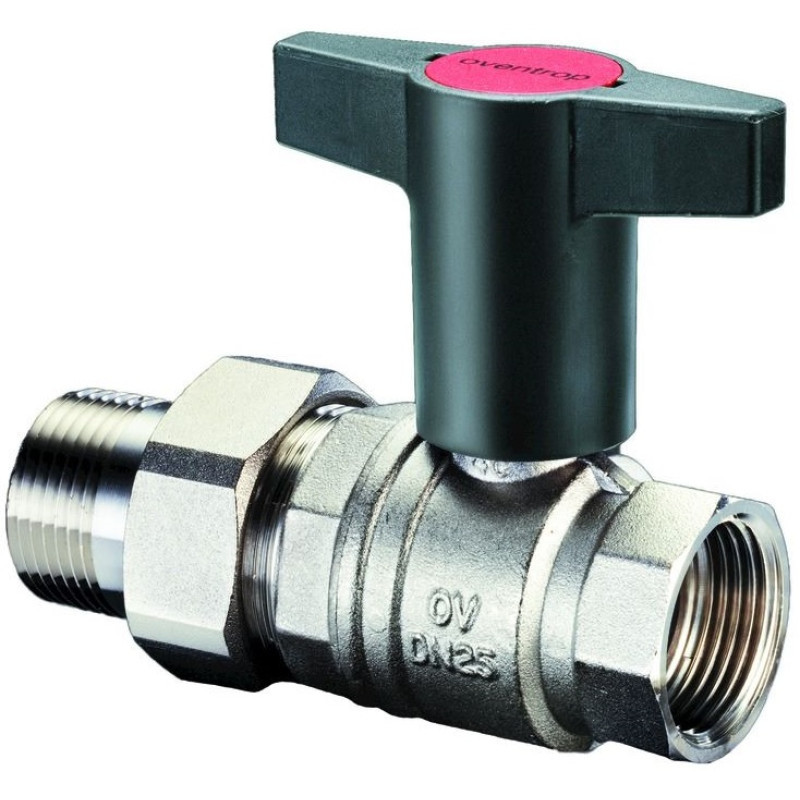Кран шаровой Oventrop Optibal DN 20 PN 16, с американкой, НР-ВР, черная