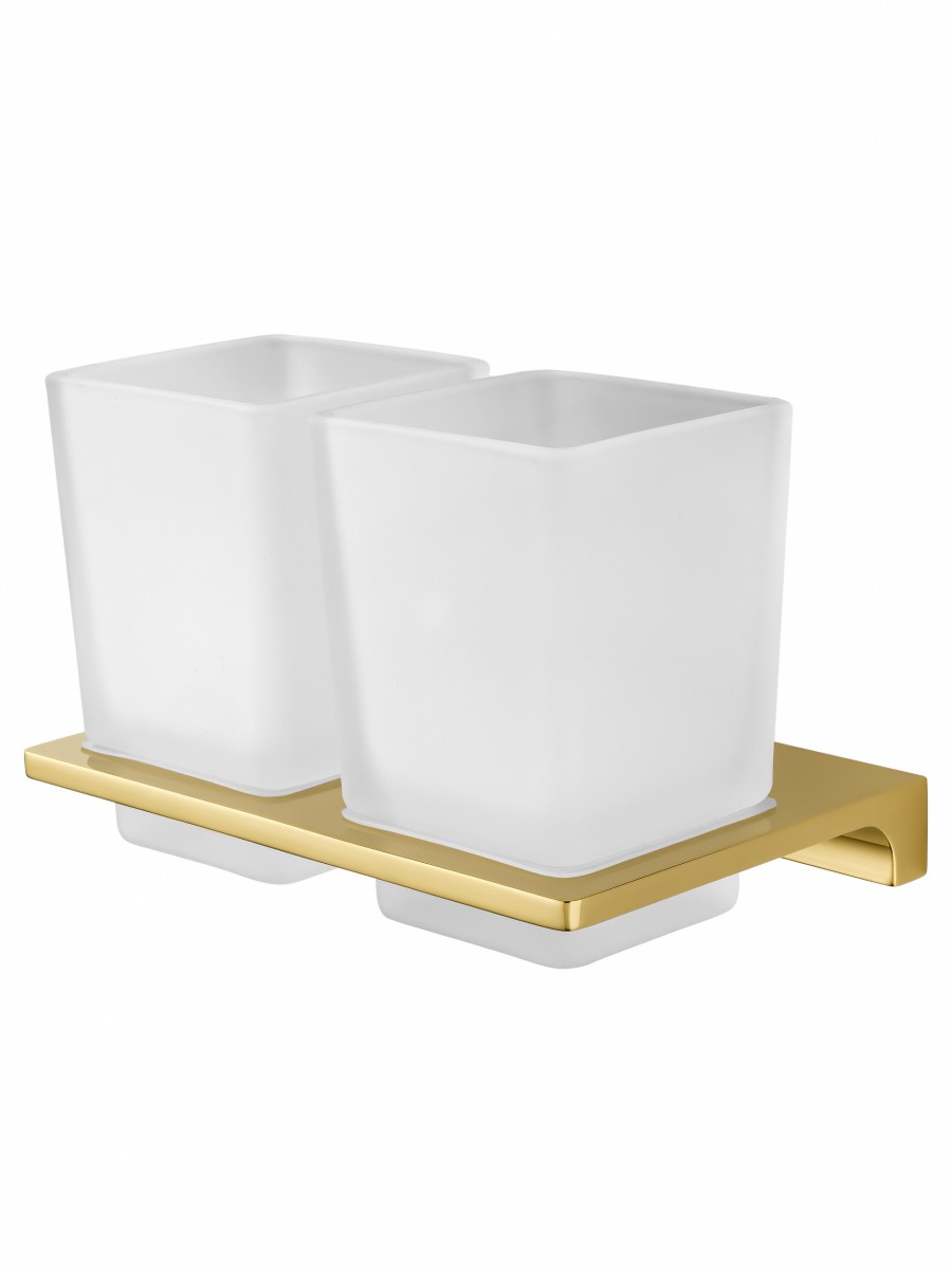 Стакан для ванной комнаты Wonzon&Woghand ECLIPSE WW-9128-LG (стекло матовое/золото) настенный