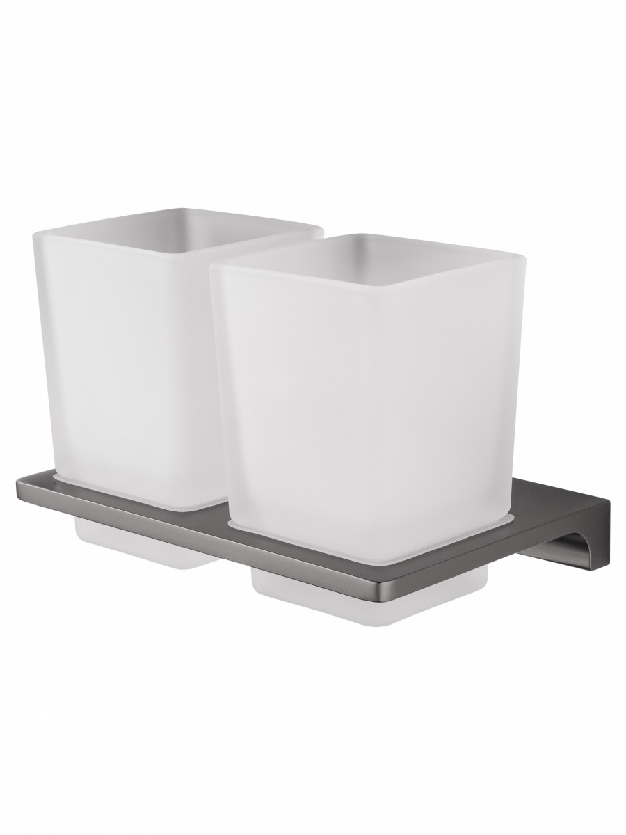 Стакан для ванной комнаты Wonzon&Woghand ECLIPSE WW-9128-GM (стекло матовое/тёмный графит) настенный