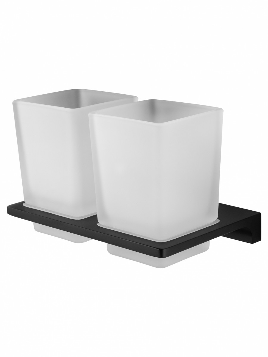 Стакан для ванной комнаты Wonzon&Woghand ECLIPSE WW-9128-BL (стекло матовое/чёрный) настенный