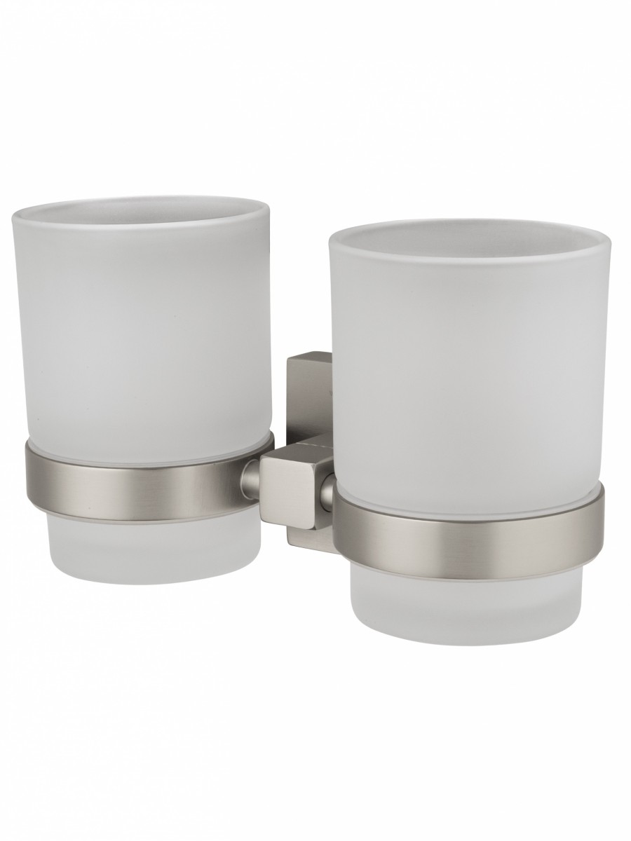 Стакан для ванной комнаты Wonzon&Woghand POLO WW-8928-BN (стекло матовое/брашированный никель) настенный