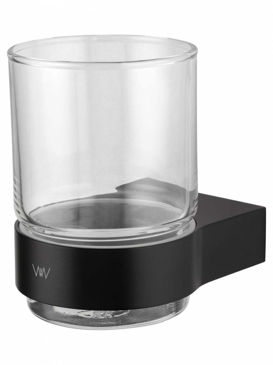 Стакан для ванной комнаты Wonzon&Woghand CARBON WW-7721 (стекло матовое/чёрный) настенный