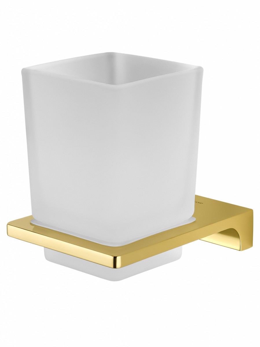 Стакан для ванной комнаты Wonzon&Woghand ECLIPSE WW-9121-LG (стекло матовое/золото) настенный