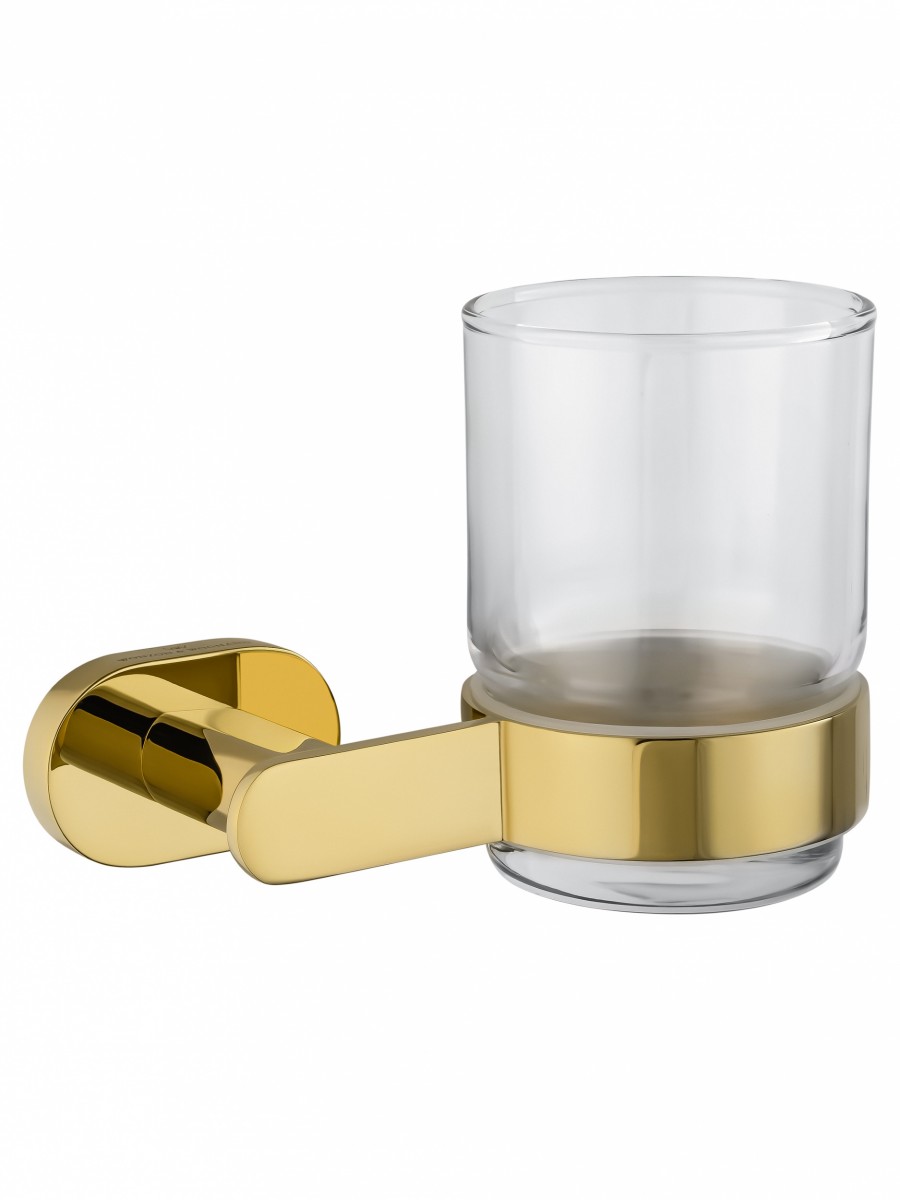 Стакан для ванной комнаты Wonzon&Woghand FIRST WW-8421-LG (стекло матовое/золото) настенный