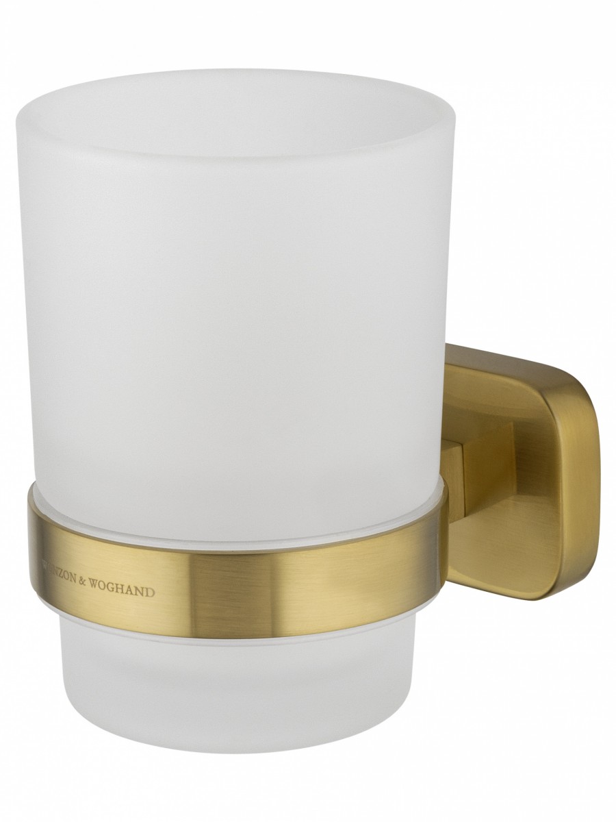 Стакан для ванной комнаты Wonzon&Woghand GRAFFITY WW-9321-BG (стекло матовое/брашированное золото) настенный