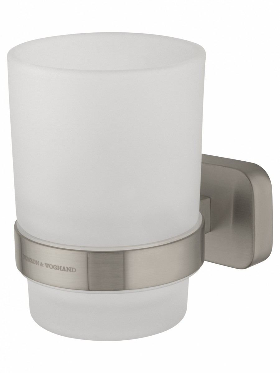 Стакан для ванной комнаты Wonzon&Woghand GRAFFITY WW-9321-BN (стекло матовое/брашированный никель) настенный