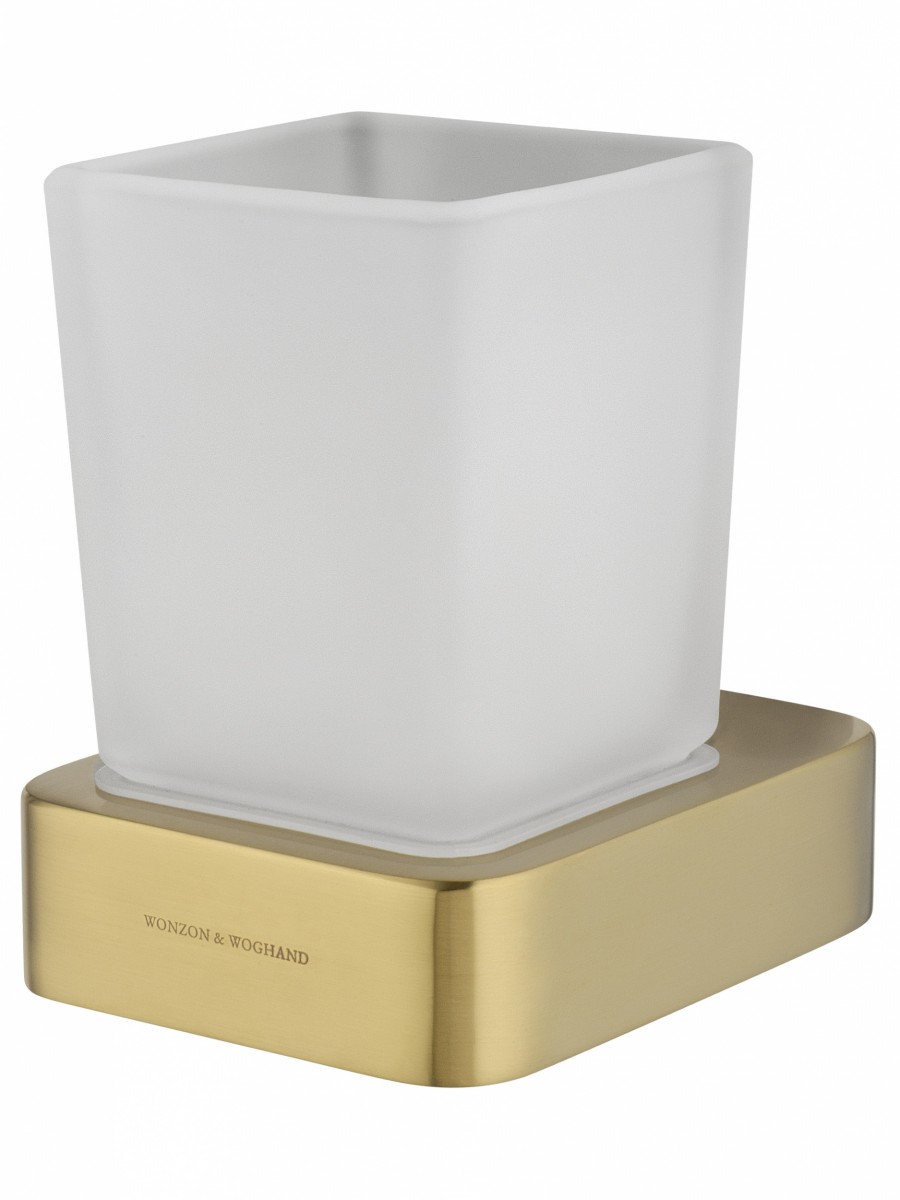 Стакан для ванной комнаты Wonzon&Woghand LOTTE WW-8321-BG (стекло матовое/брашированное золото) настенный