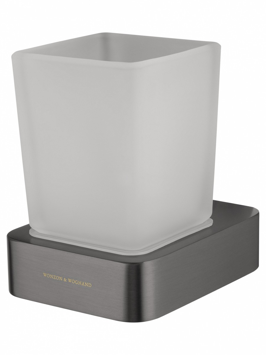 Стакан для ванной комнаты Wonzon&Woghand LOTTE WW-8321-BGM (стекло матовое/тёмный графит) настенный