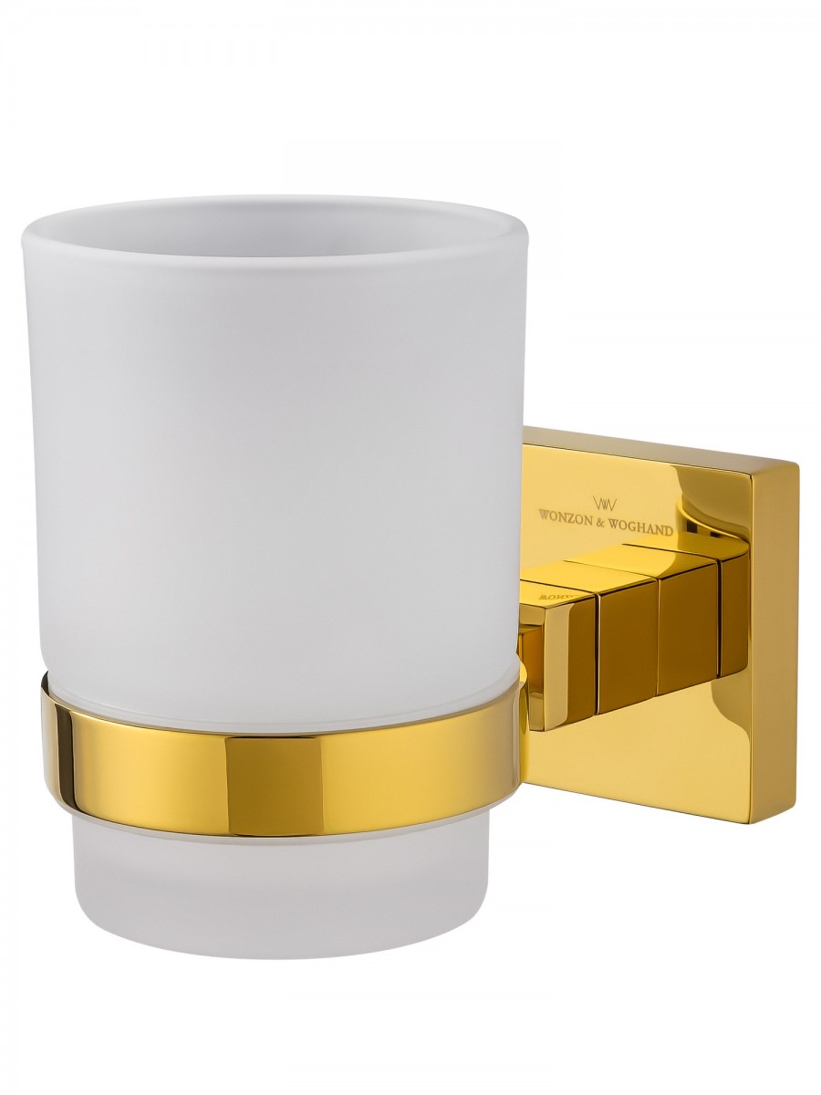 Стакан для ванной комнаты Wonzon&Woghand POLO WW-8921-DG (стекло матовое/тёмное золото) настенный