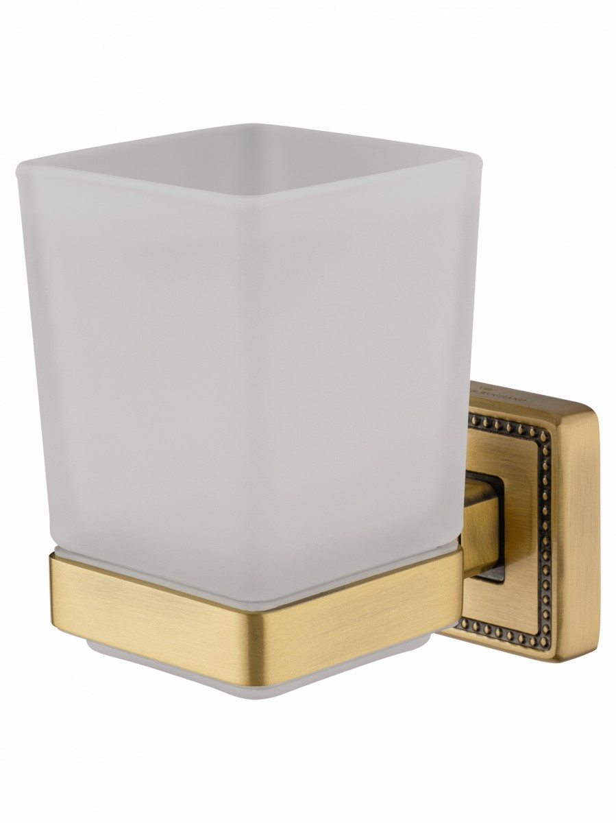 Стакан для ванной комнаты Wonzon&Woghand ROMA WW-7221 (стекло матовое/бронза) настенный