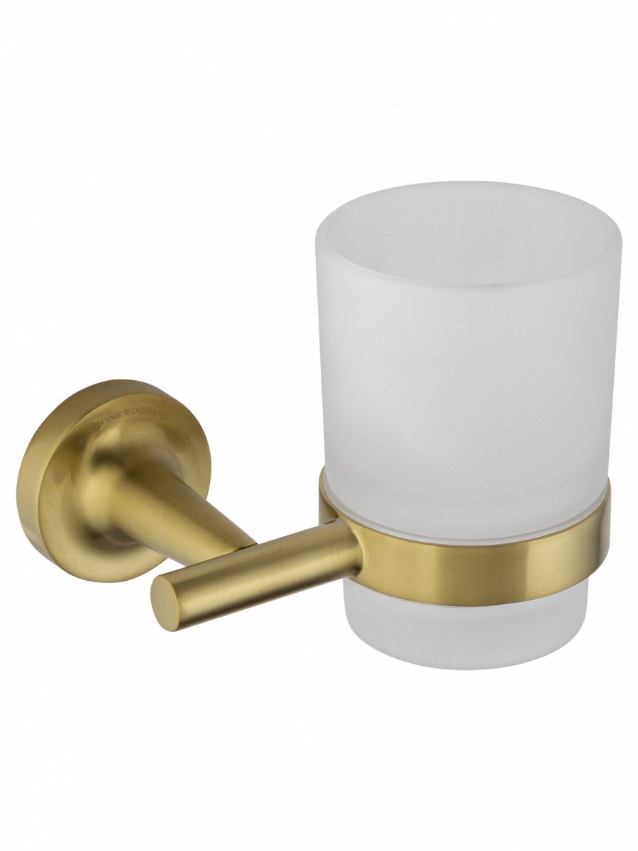 Стакан для ванной комнаты Wonzon&Woghand SIMPLE WW-6521-BG (стекло матовое/брашированное золото) настенный