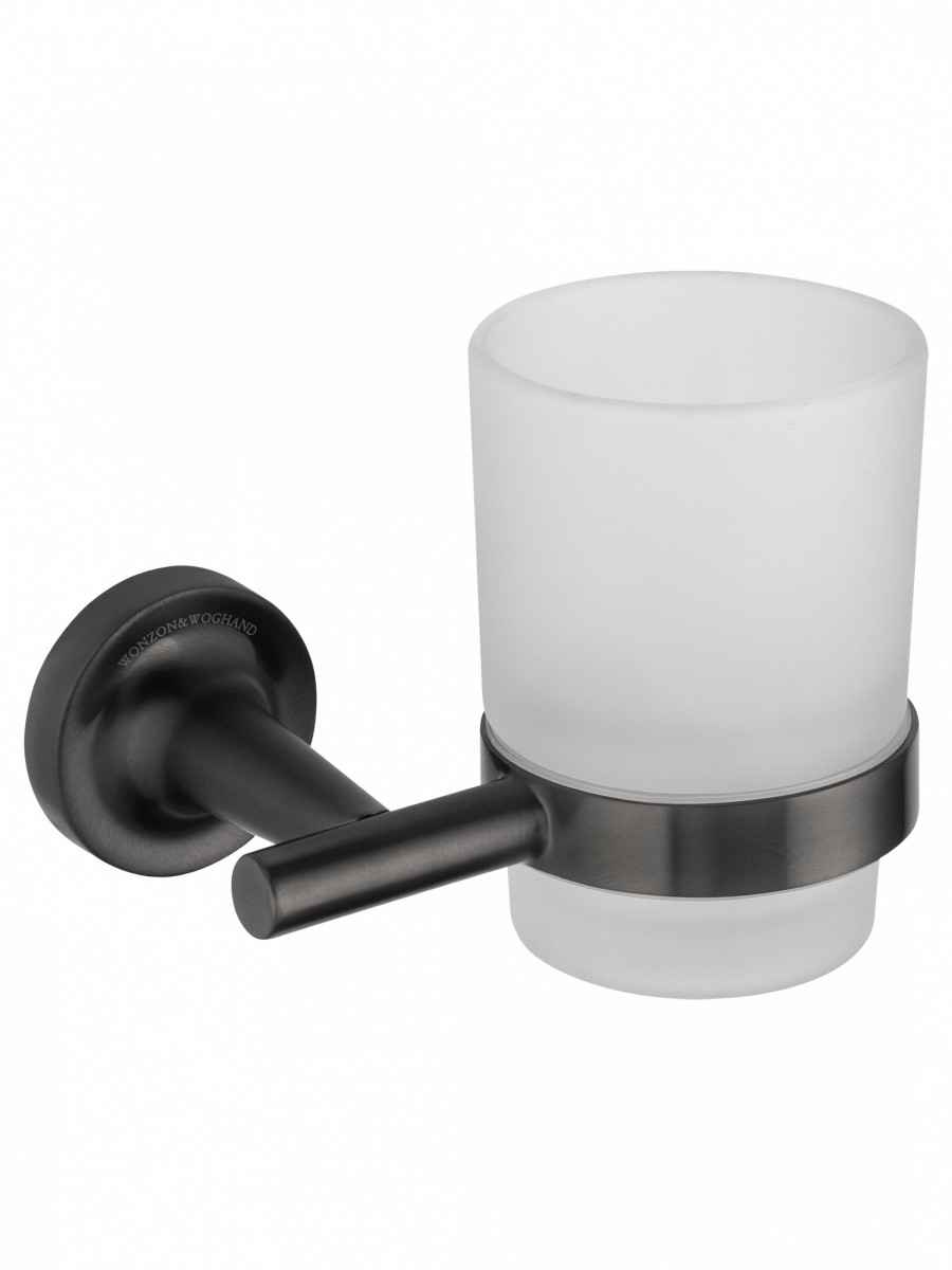 Стакан для ванной комнаты Wonzon&Woghand SIMPLE WW-6521-BGM (стекло матовое/тёмный графит) настенный