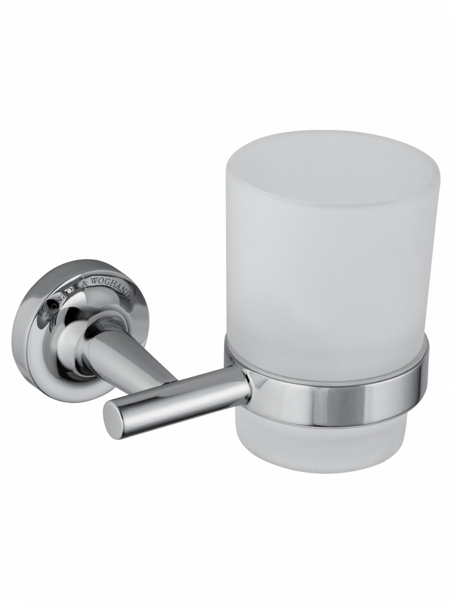 Стакан для ванной комнаты Wonzon&Woghand SIMPLE WW-6521 (стекло матовое/хром) настенный