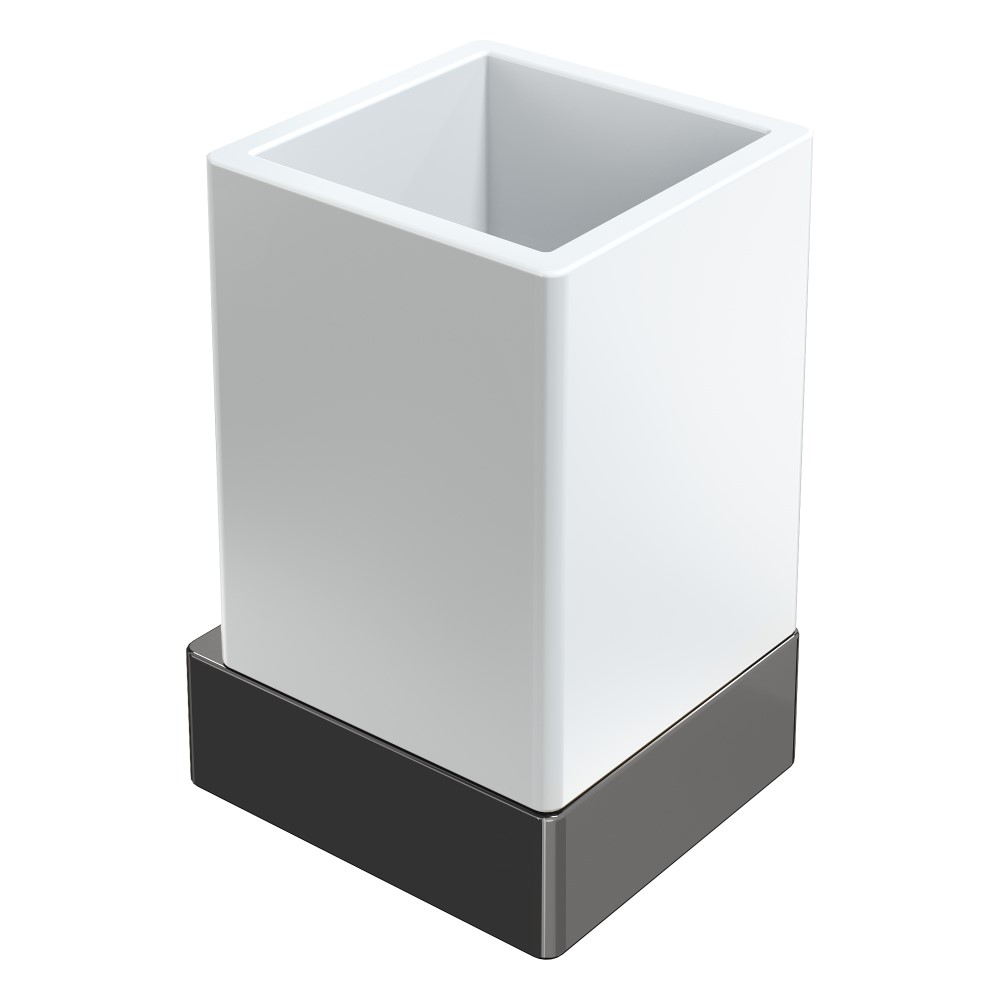 Стакан для ванной комнаты Boheme Qubic 10724-SGM (графит/белый матовый) настенный