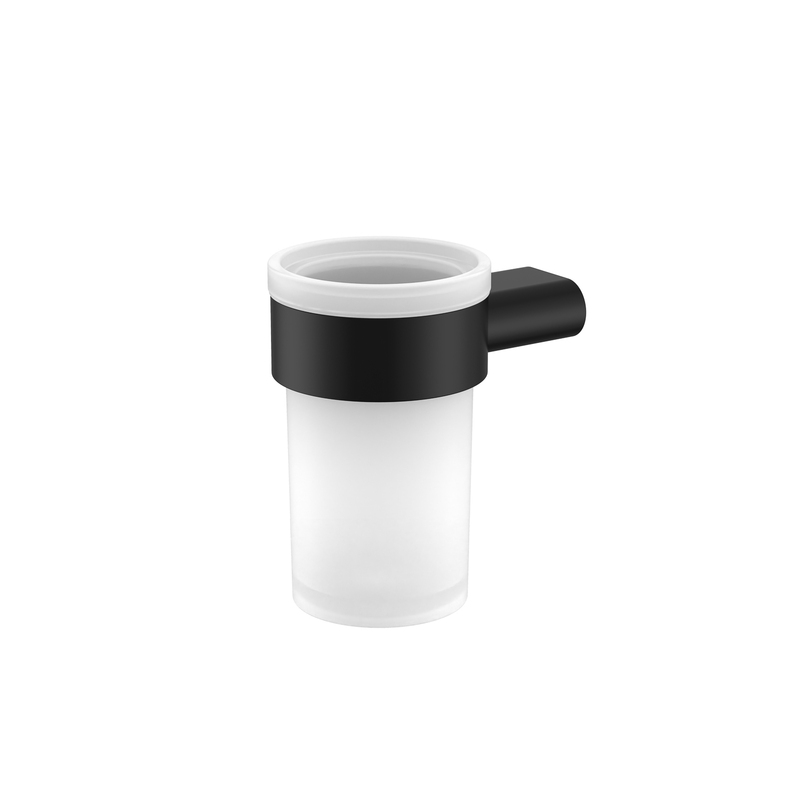 Стакан для ванной комнаты IDDIS Petite PETBLSGi45 (черный матовый/стекло матовое)