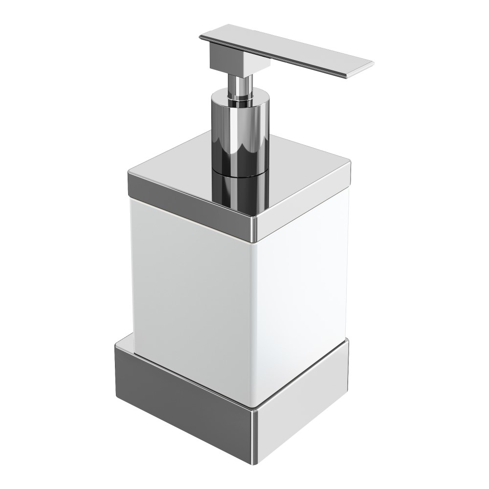 Дозатор Boheme Qubic 10727-CR (хром/стекло матовое) настенный