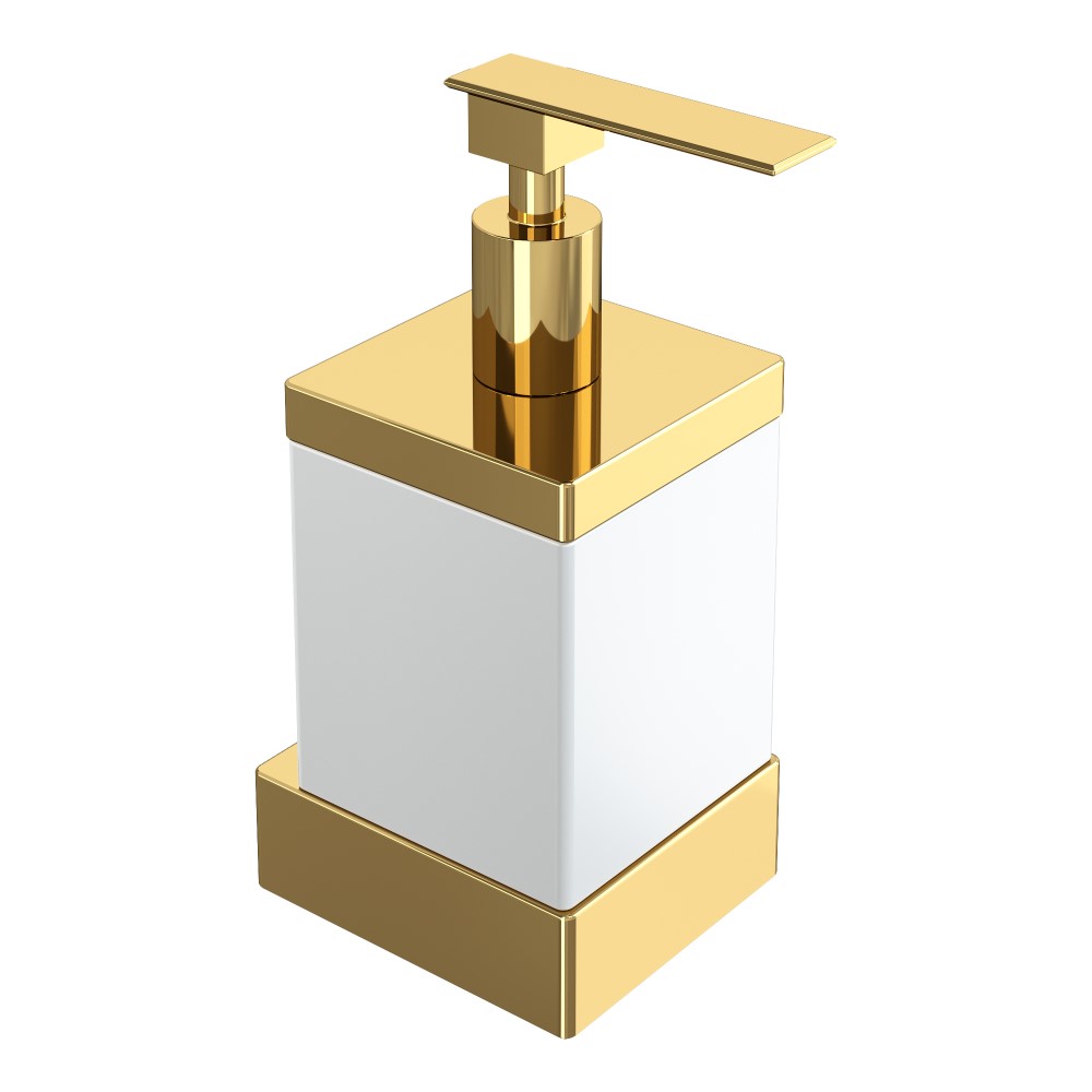 Дозатор Boheme Qubic 10727-G (золото/стекло матовое) настенный