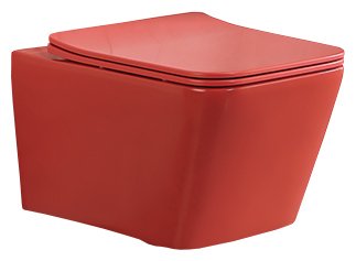 Подвесной унитаз SantiLine SL-5007T-MR безободковый (красный матовый) смыв торнадо
