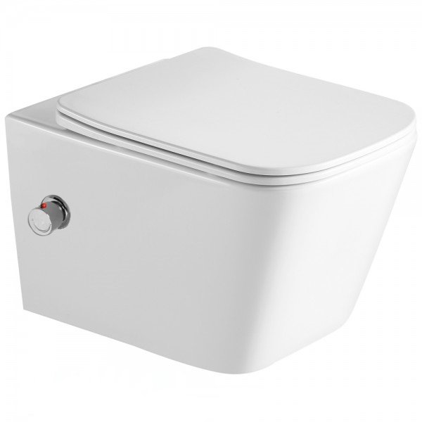 Подвесной унитаз SantiLine SL-5007T-SM/BD безободковый (белый) смыв торнадо, с функцией биде