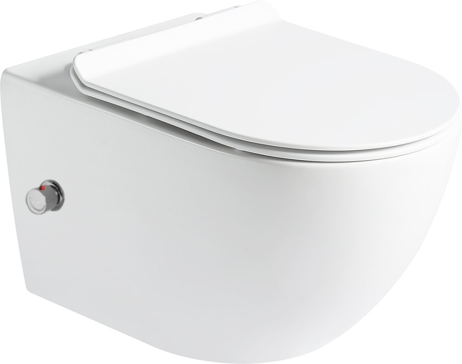 Подвесной унитаз SantiLine SL-5002T-SM/BD безободковый (белый) смыв торнадо, с функцией биде