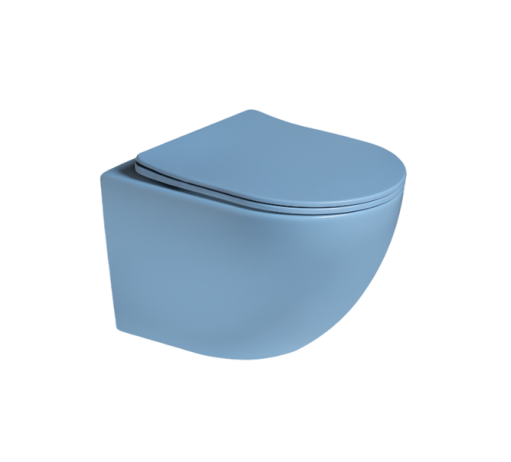 Подвесной унитаз SantiLine SL-5005T-BL безободковый (голубой матовый) смыв торнадо
