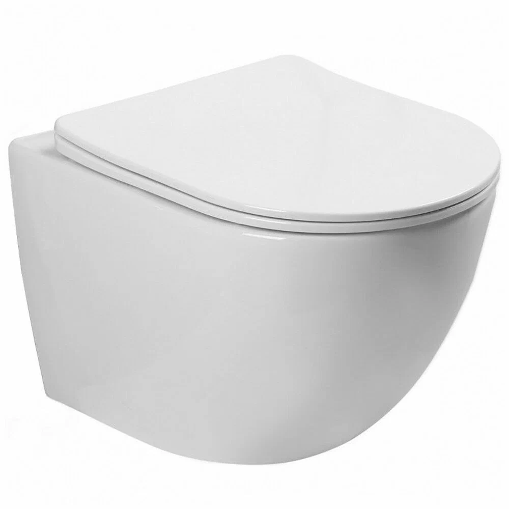 Подвесной унитаз SantiLine SL-5005T безободковый (белый) смыв торнадо