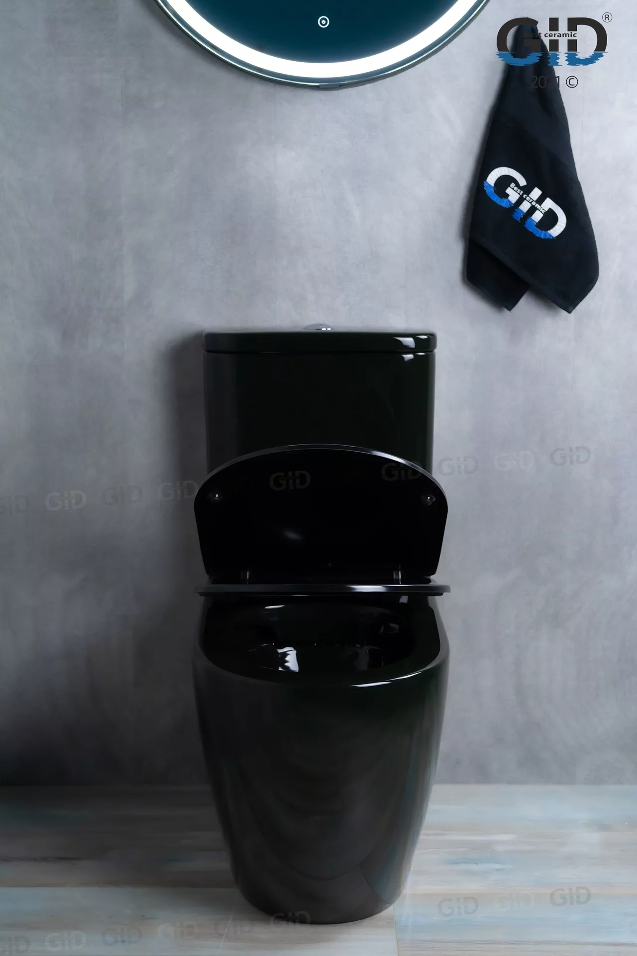 Унитаз-компакт Gid Tr2177BL безободковый (черный)