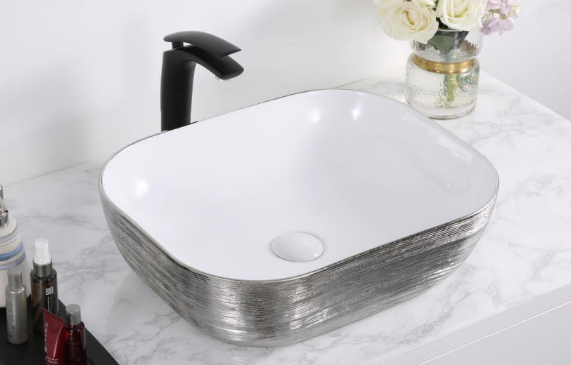 Раковина CeramaLux  D1333H131 460*330 мм (серебро)