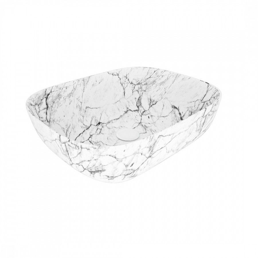 Раковина накладная Alpen Elegant ALP2450393 490*395 мм (белый мрамор)