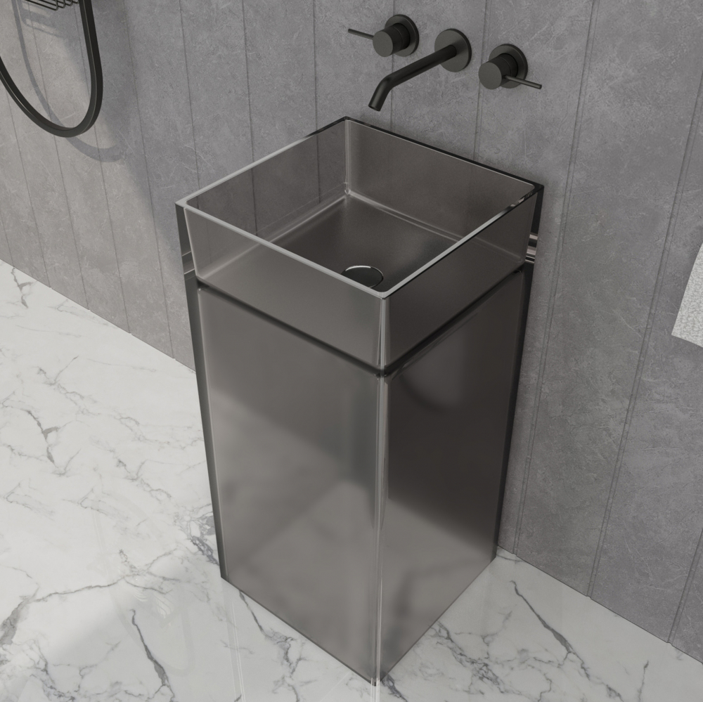 Раковина напольная Abber Kristall AT2707Onyx-H 850*400 мм (чёрный)