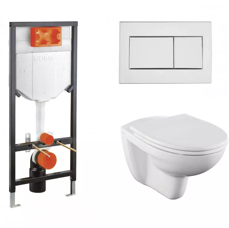 Комплект унитаза с инсталляцией Vitra Fit 9773B099-7207 (цвет клавиши хром)