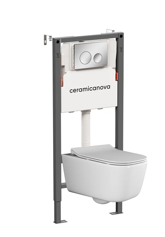 Комплект унитаза с инсталляцией Ceramica Nova Balance CN3005_121001CH (цвет клавиши хром)