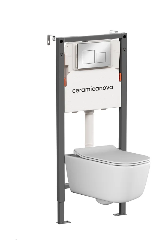 Комплект унитаза с инсталляцией Ceramica Nova Balance CN3005_121002CH (цвет клавиши хром)