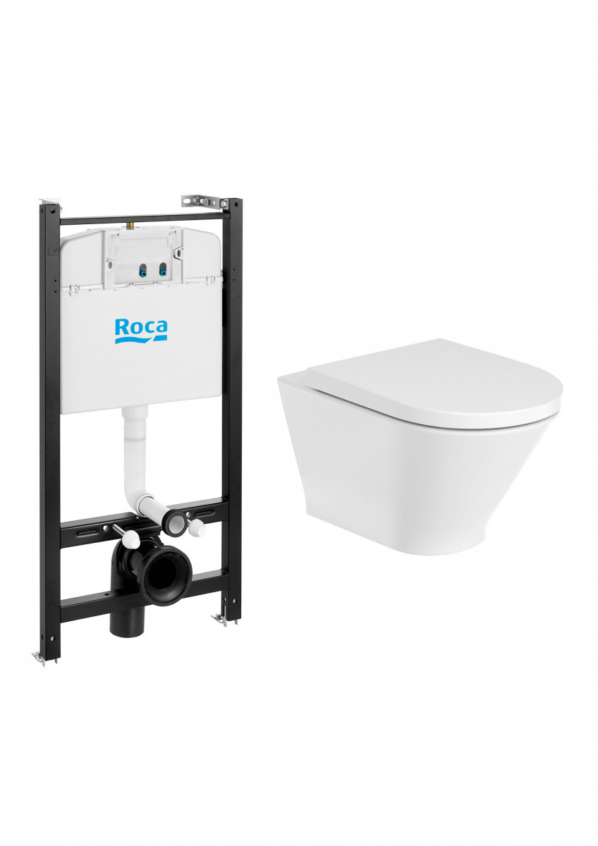 ПЭК Roca The Gap Round Pack 893105000 подвесной унитаз Rimless + инсталляция + сиденье Supralit