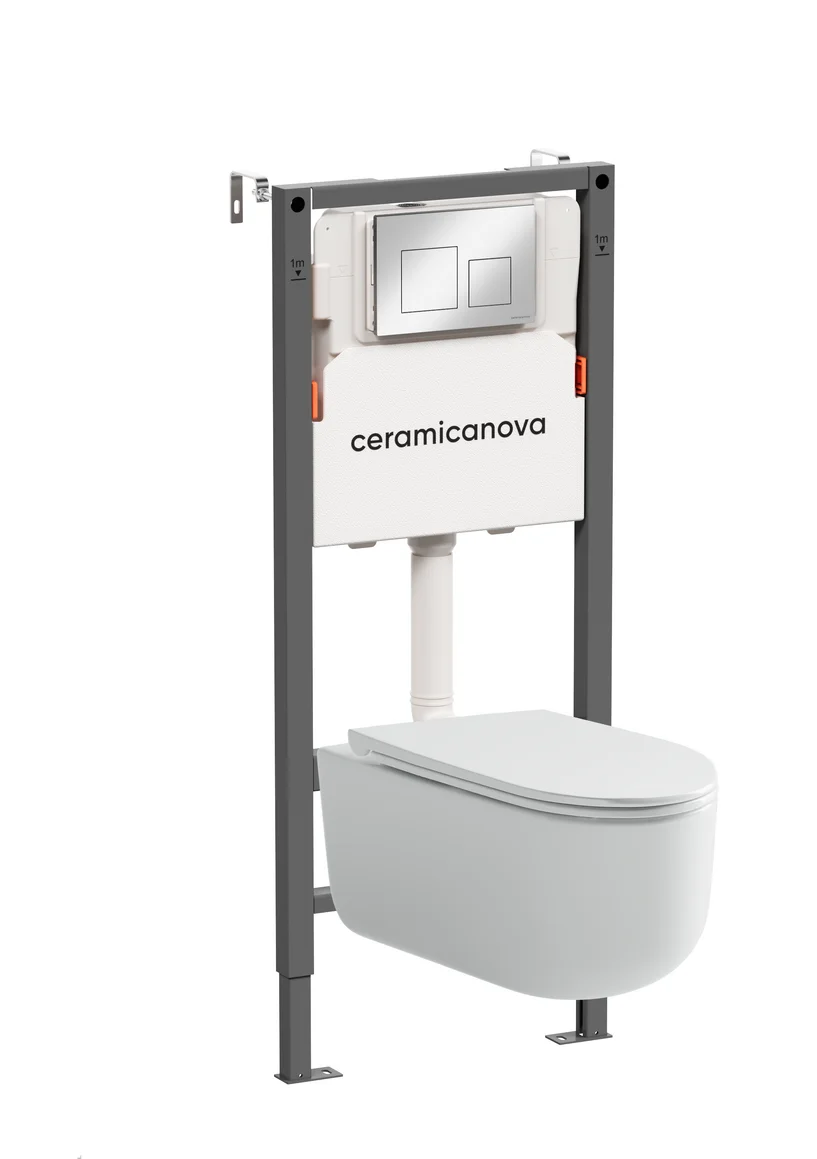 Комплект унитаза с инсталляцией Ceramica Nova Balance CN4006_121002CH (цвет клавиши хром)