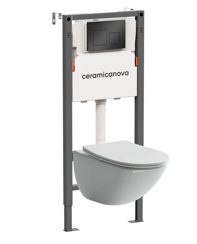 Комплект унитаза с инсталляцией Ceramica Nova Balance CN1905_121002MB (цвет клавиши черный матовый)