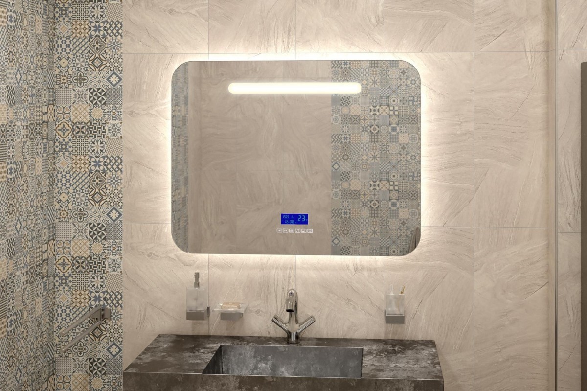 Зеркало Континент Melody Led ЗЛП806 900*700 мм (белый) LED,подогрев,температура,часы
