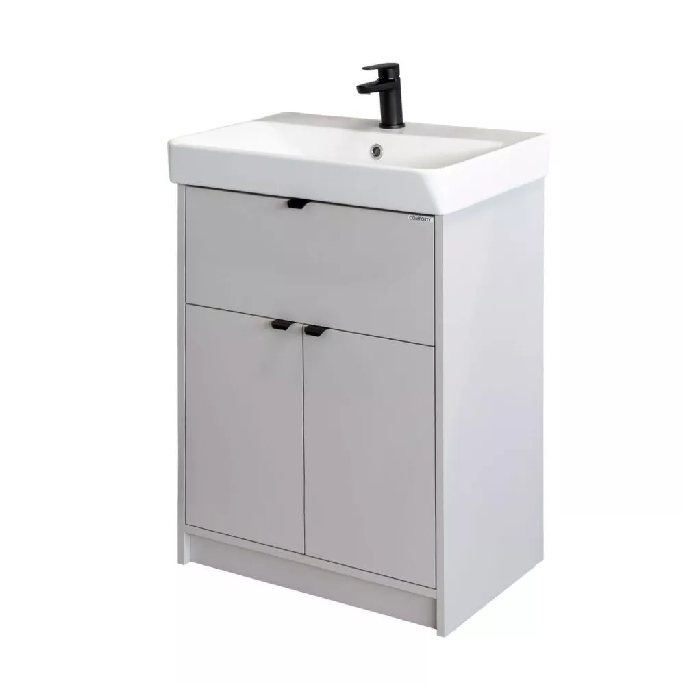 Тумба с раковиной Comforty Руза 60 00-00022670CF (серый шёлк) напольная