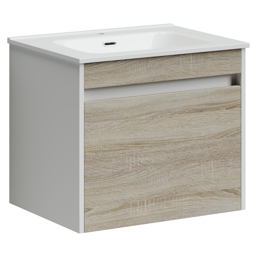 Тумба под раковину Sancos Smart SM60E 60 см (дуб бардолино/белый матовый)  подвесная