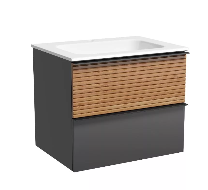 Тумба под раковину Sancos Delta DL60GR 60 см (дуб/графит матовый) подвесная