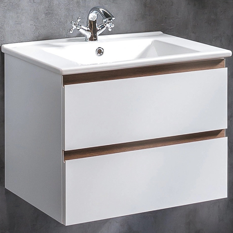 Тумба под раковину ArmadiArt Capolda 849-065-WW 65 см (белый/коричневый)