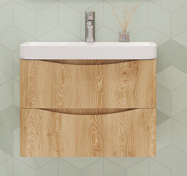 Тумба под раковину Velvex Clay 70 cм (дуб верона) 2 ящика, подвесная