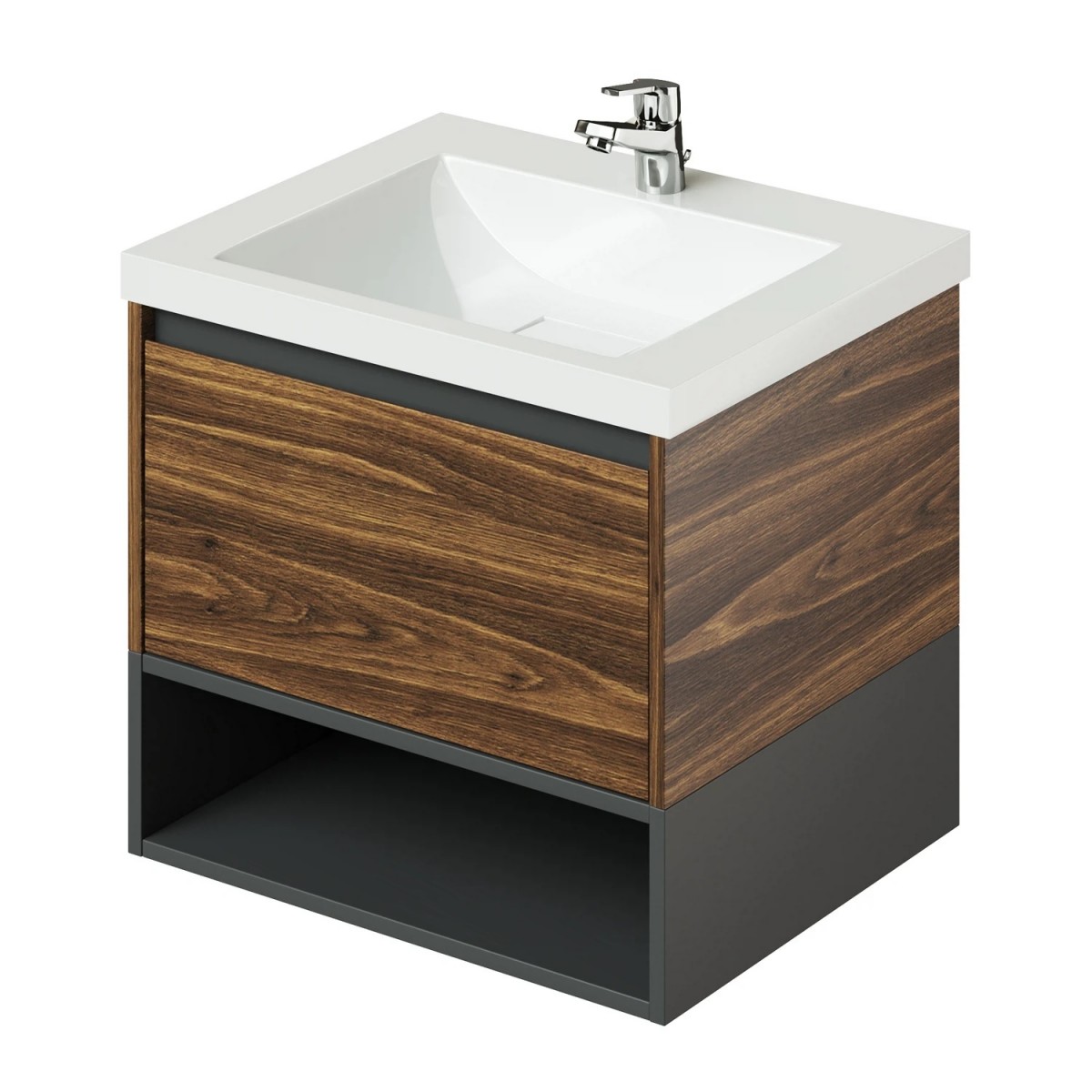 Тумба с раковиной Итана Amelia 2.0 4657792959519 60 см (дуб бурбон) подвесная