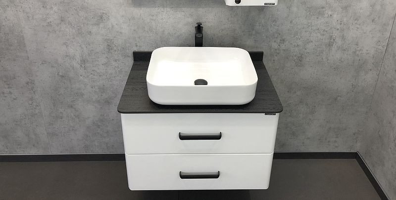 Тумба с раковиной Comforty Амстердам 00-00004668 75 см (белый/черный) подвесная