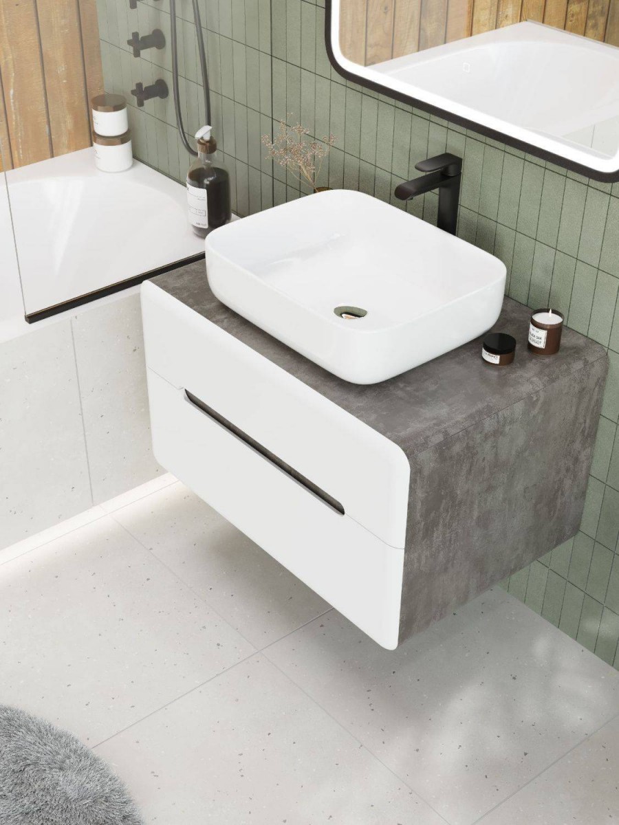 Тумба под раковину Art&Max Genova AM-Genova-800-2C-SO-BC 80 см (бетон бромо/белый) подвесная