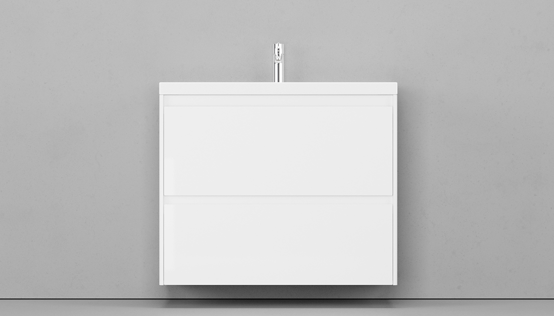 Тумба под раковину Velvex Klaufs 90 см (белый) 2 ящика, подвесная